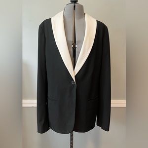 Elizabeth & James Black/Cream One Button Tuxedo Blazer Size 8